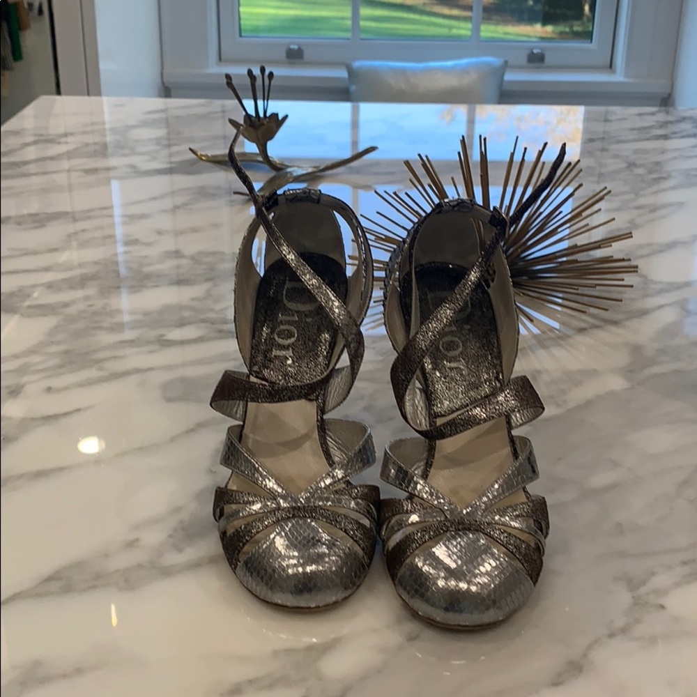 Vintage Metallic silver Python Dior heels